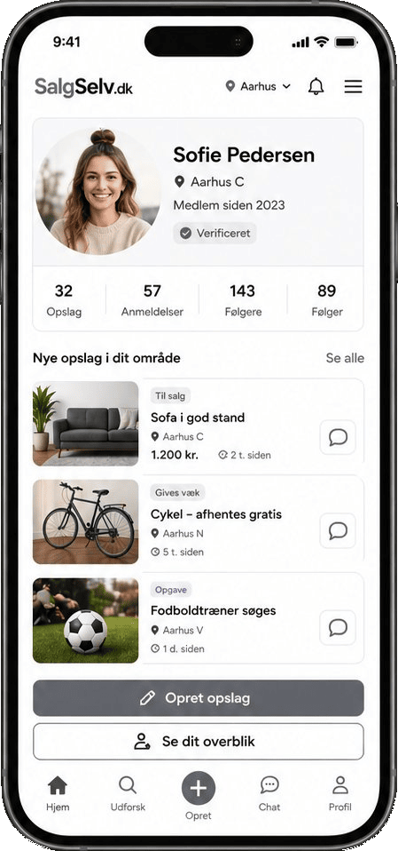 Forhåndsvisning af SalgSelv-appen — Privatpersoner