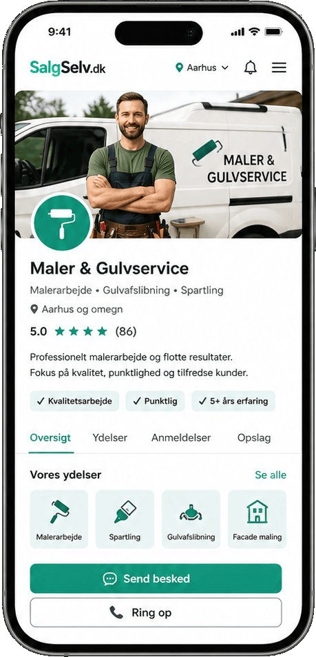 Forhåndsvisning af SalgSelv-appen — Tjenesteydere